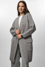 Load image into Gallery viewer, Pearl Trim Long Knit Blazer