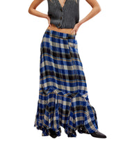 Load image into Gallery viewer, Bordeaux Plaid Maxi Skirt