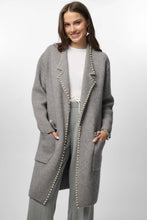 Load image into Gallery viewer, Pearl Trim Long Knit Blazer