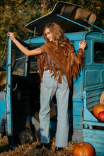 Load image into Gallery viewer, Paisley Laser Cut Fringe Triangle Wrap with Studs