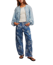 Load image into Gallery viewer, Good Luck Printed Barrel Jeans

