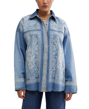 Load image into Gallery viewer, Lace Embroidered Denim Shirt
