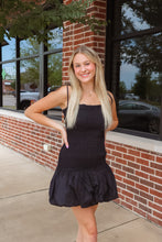 Load image into Gallery viewer, Bubble Hem Black Dress
