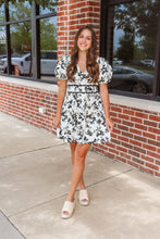Load image into Gallery viewer, Ivory and Black Puff Sleeve Dress
