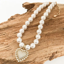 Load image into Gallery viewer, Jumbo Crystal Heart Pearl Necklace
