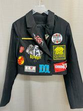 Load image into Gallery viewer, Black Cropped Patch Jacket

