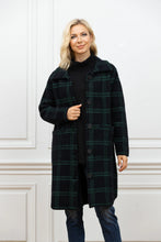 Load image into Gallery viewer, Black / Green Plaid Coat
