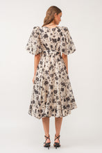 Load image into Gallery viewer, Cara Ivory Floral Organza Midi Dress
