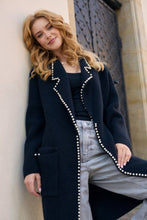 Load image into Gallery viewer, Pearl Trim Long Knit Blazer
