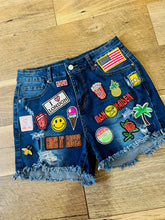 Load image into Gallery viewer, Patch Denim Cutoffs
