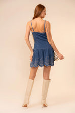 Load image into Gallery viewer, Embroidered Peplum Denim Dress
