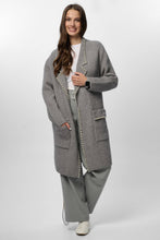 Load image into Gallery viewer, Pearl Trim Long Knit Blazer
