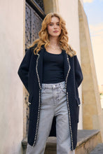 Load image into Gallery viewer, Pearl Trim Long Knit Blazer
