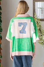 Load image into Gallery viewer, Green and Pink Varsity Pullover
