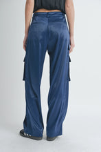 Load image into Gallery viewer, Navy Satin Cargo Pants
