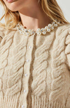 Load image into Gallery viewer, Pearl Embellished Cable Knit Sweater
