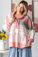 Load image into Gallery viewer, Rose Mixed Fabric Long Sleeve Top

