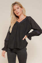 Load image into Gallery viewer, Eyelet Bubble Sleeve Blouse
