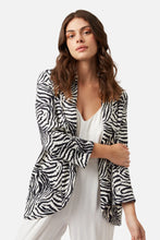 Load image into Gallery viewer, Black and White Stripe Boyfriend Jacket
