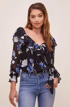 Load image into Gallery viewer, Black and Cobalt Floral Bodysuit
