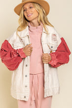 Load image into Gallery viewer, Oatmeal / Tomato Distressed Denim and Corduroy Jacket
