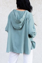 Load image into Gallery viewer, Hooded Long Sleeve Gauze Top in Pistachio
