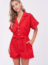 Load image into Gallery viewer, Red Utility Romper
