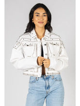 Load image into Gallery viewer, Denim Studded Oversized Jacket
